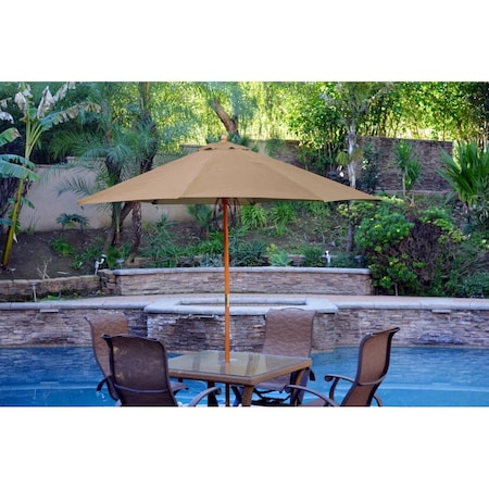 Propation 9 ft. Wood Market Umbrella, Brown PR1081281